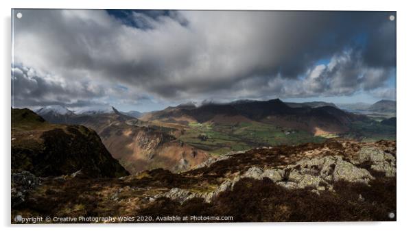 Views from Cat Bells and High Spy, Lake District  Acrylic by Creative Photography Wales