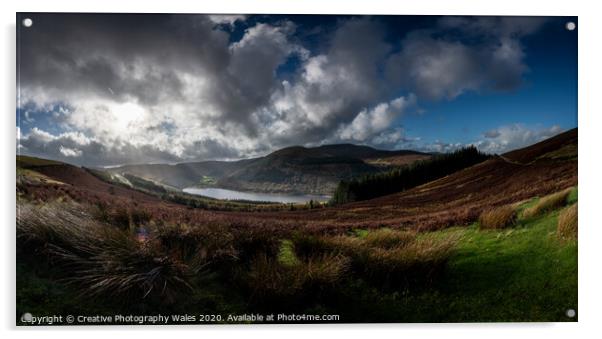 Autumn Panorama above Talybont Reservoir Acrylic by Creative Photography Wales