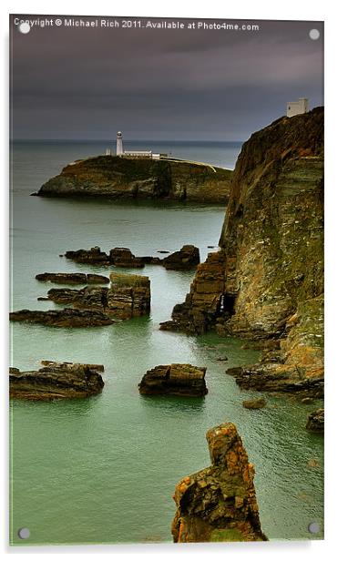 South Stacks Lighthouse Acrylic by Michael Rich