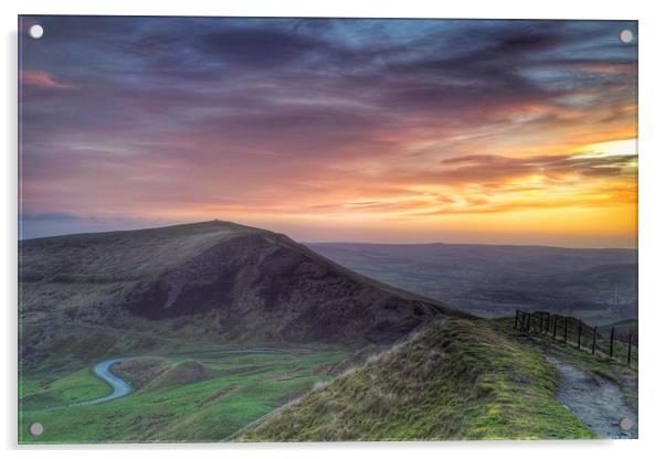 Sunrise Over Mam Tor and The Hope Valley Acrylic by Scott Simpson
