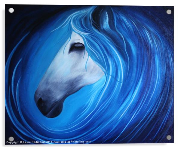 Sea horse in Blue Acrylic by Laura Dawnsky
