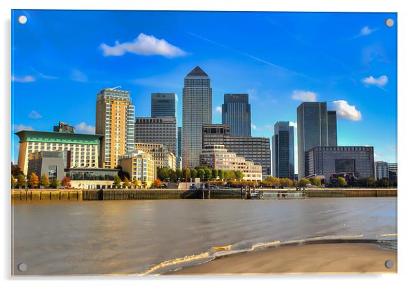 Canary Wharf In The Sun Acrylic by Paul Shears Photogr