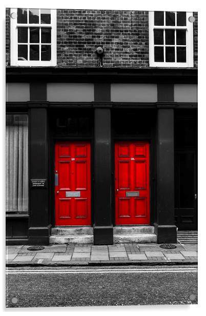 Two Red Doors Acrylic by Paul Shears Photogr