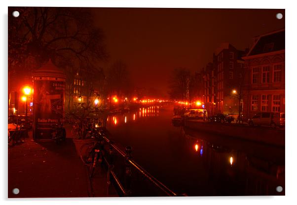 Prinsengracht Foggy Red Acrylic by Jonah Anderson Photography
