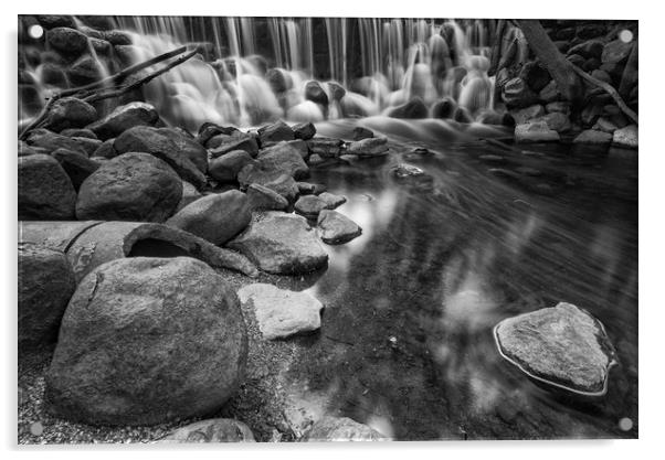 Black and White Cascading Falls Acrylic by Jonah Anderson Photography