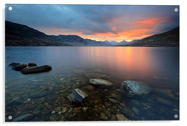 Loch Arklet Sunset Acrylic by Grant Glendinning