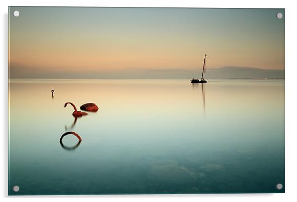 Flat calm shipwreck Acrylic by Grant Glendinning