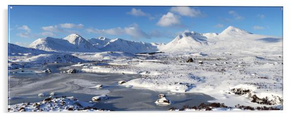 Black Mount Winter Panorama Acrylic by Grant Glendinning