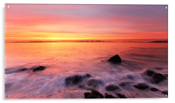 Kintyre Rocky Coast Sunset  Acrylic by Grant Glendinning