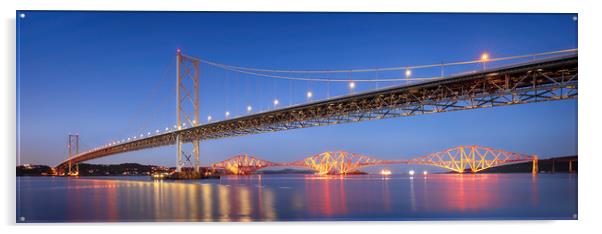 Forth Bridges in Twilight Acrylic by Grant Glendinning