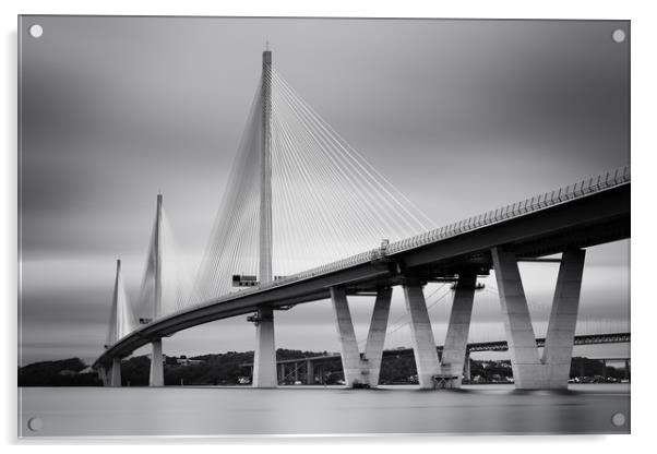 Queensferry Crossing bw Acrylic by Grant Glendinning