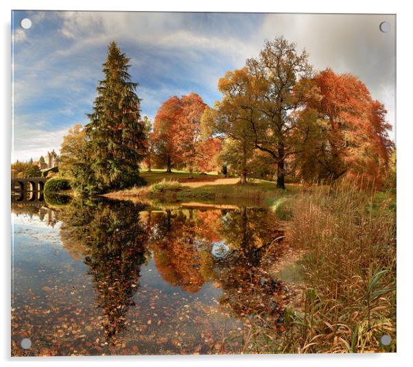 Drummond Castle Garden Autumn Acrylic by Grant Glendinning