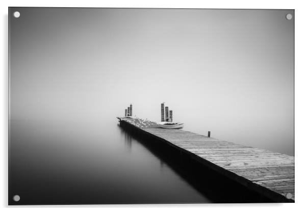 Boat Jetty in the mist Acrylic by Grant Glendinning