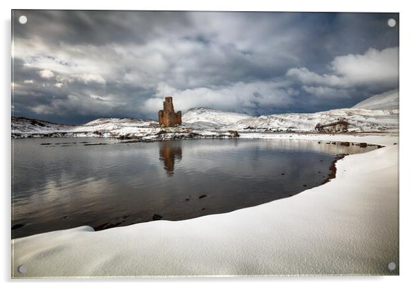 Ardvreck Castle Winter Acrylic by Grant Glendinning