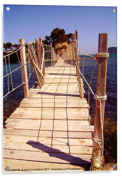 Wooden Bridge in Zante, Greece Acrylic by Joanne Crockford