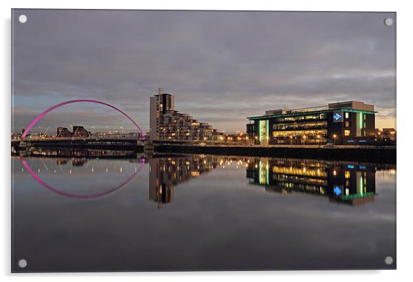 Glasgow River Clyde - Clyde Arc Bridge and STV Stu Acrylic by Maria Gaellman