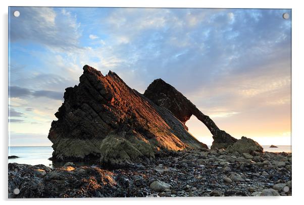 Bow Fiddle Rock at Sunrise Acrylic by Maria Gaellman