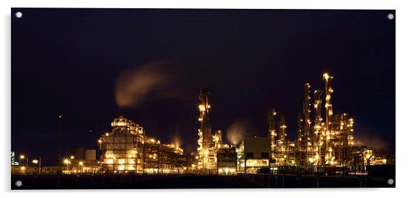 Grangemouth Oil Refinery at Night Acrylic by Maria Gaellman