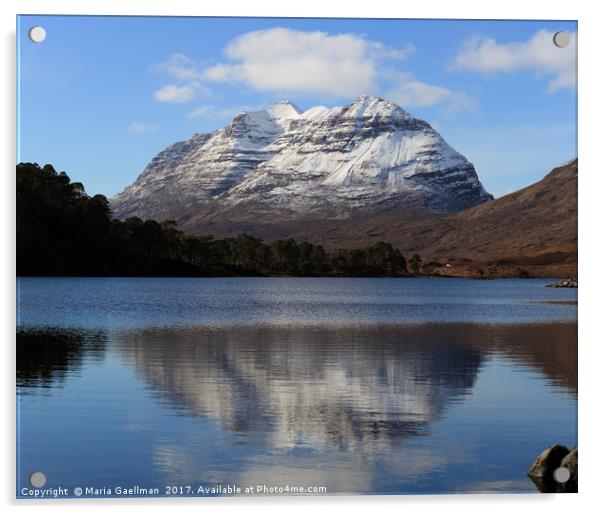 Liathach and Loch Clair Reflections in Panorama Acrylic by Maria Gaellman