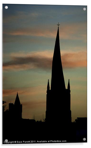 Chesterfield Crooked Spire Silhouette and Sunset Acrylic by Daves Photography
