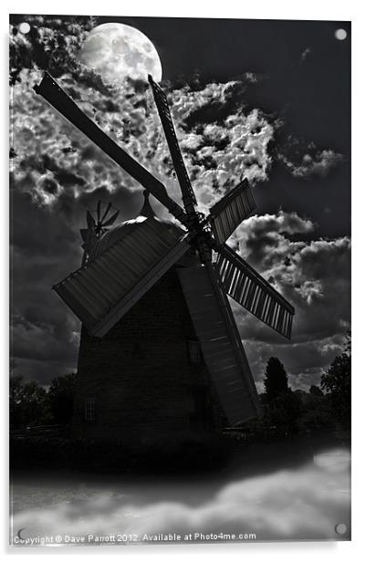 Heage Windmill - Haunted By Moonlight Acrylic by Daves Photography