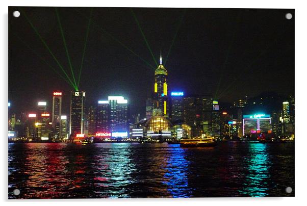 HONG KONG LASER SHOW Acrylic by Jacque Mckenzie