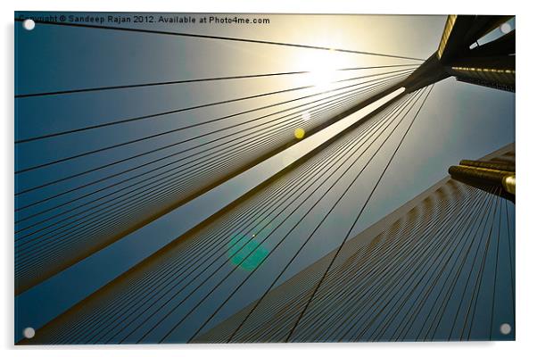 Gleam of the cables Acrylic by Sandeep Rajan