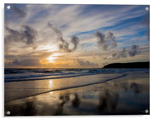 Croyde Bay sunset Acrylic by Images of Devon