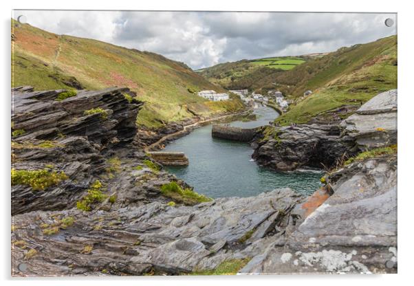 Boscastle Harbour Acrylic by Images of Devon