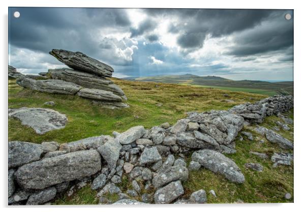 Irishmans wall, belstone Dartmoor Acrylic by Images of Devon