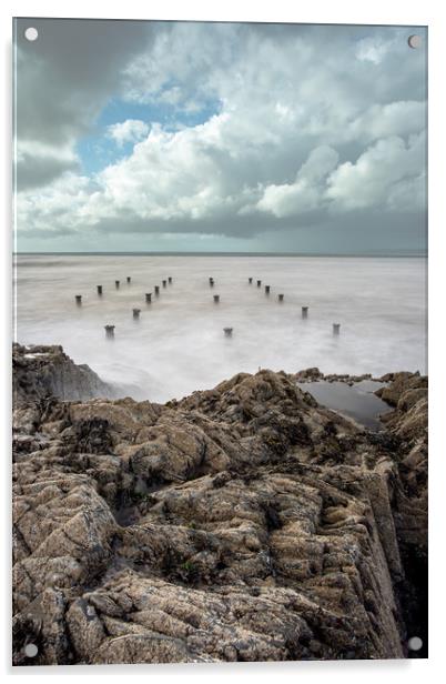 Westward Ho! pier stumps Acrylic by Images of Devon