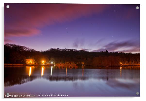 Dawn at Llandrindod Wells lake Acrylic by Ian Collins