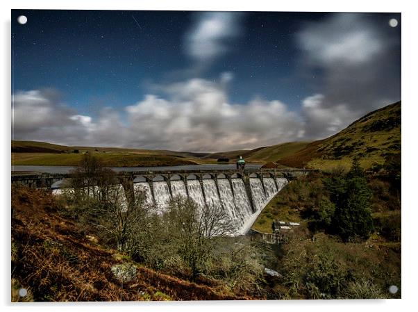 Elan Valley by Moonlight Acrylic by Ian Collins