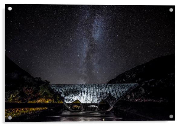  The Caban Coch Dam and Milky Way. Elan Valley.  Acrylic by Ian Collins