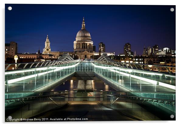 St Pauls Cathedral and the Millennium Bridge Acrylic by Andrew Berry