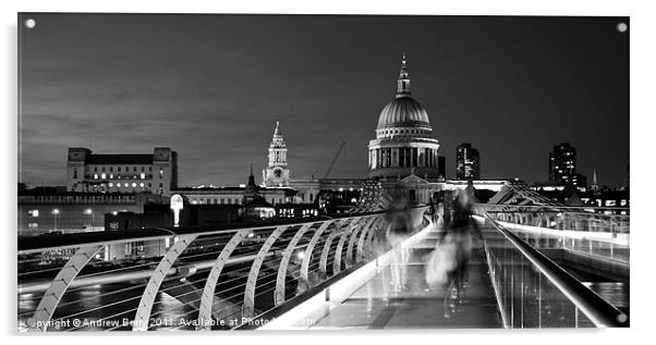 St Pauls Cathedral and the Millennium Bridge Acrylic by Andrew Berry