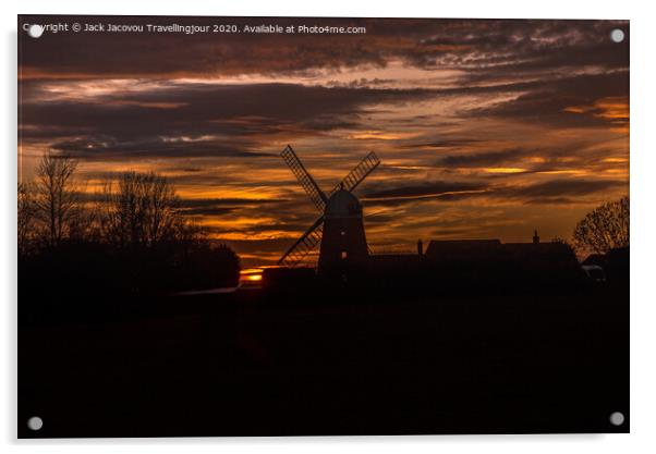 Napton windmill sunset Acrylic by Jack Jacovou Travellingjour