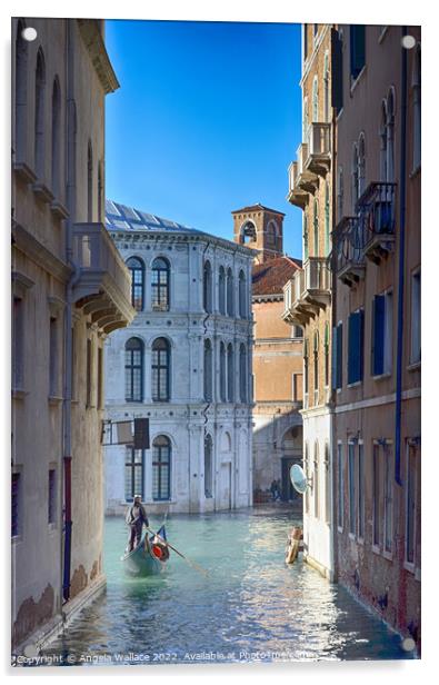 Gondola on Venice canal Acrylic by Angela Wallace