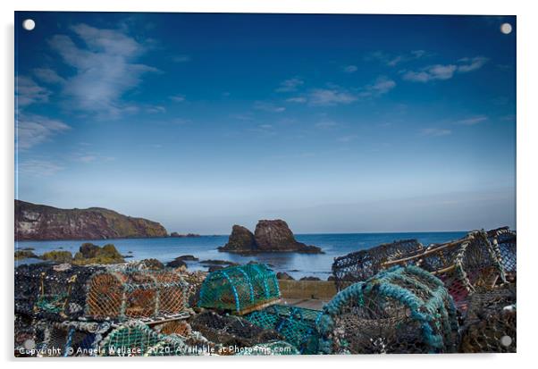 St Abbs Lobster pots Acrylic by Angela Wallace