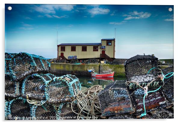 St Abbs Life boat Station with Lobster Pots Acrylic by Angela Wallace