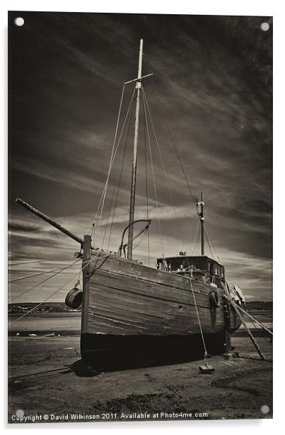 Old Fishing Boat Acrylic by Dave Wilkinson North Devon Ph