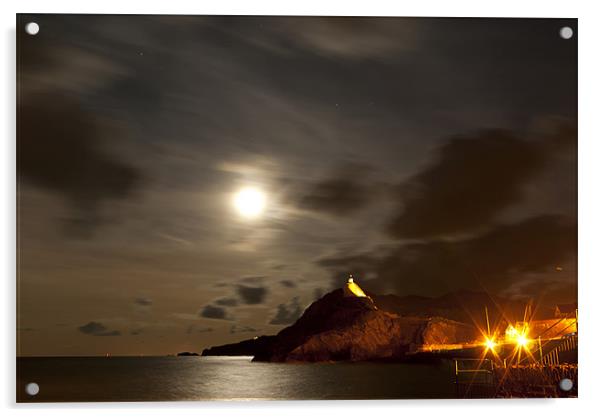 Ilfracombe by Night Acrylic by Dave Wilkinson North Devon Ph
