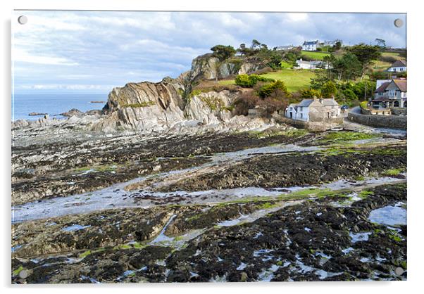 The old Mill Lee Bay Acrylic by Dave Wilkinson North Devon Ph