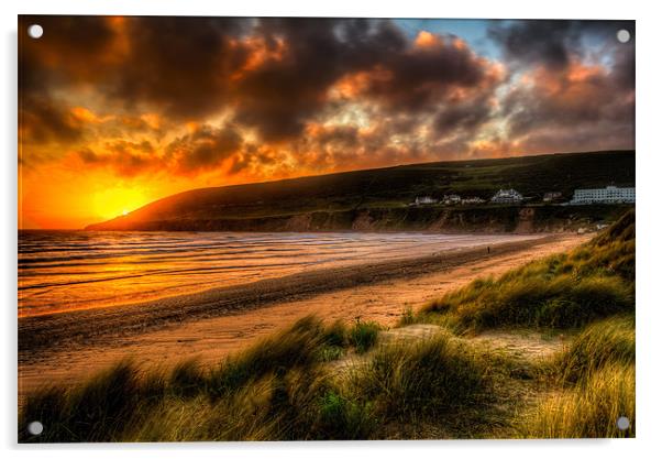 Saunton Sands North Devon Acrylic by Dave Wilkinson North Devon Ph