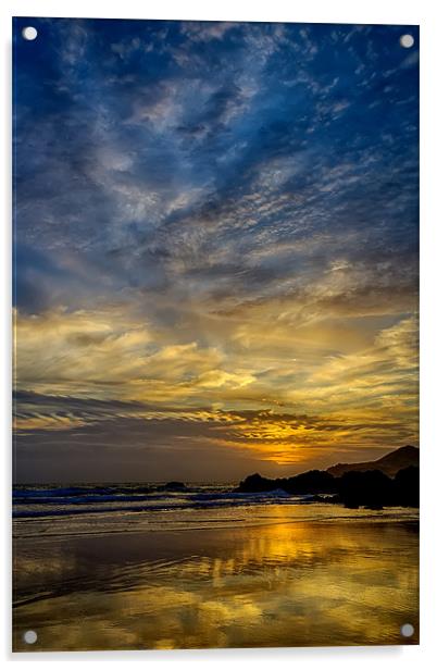 Coombesgate Beach Acrylic by Dave Wilkinson North Devon Ph