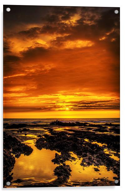 Start of a nights fishing at Croyde Bay Acrylic by Dave Wilkinson North Devon Ph