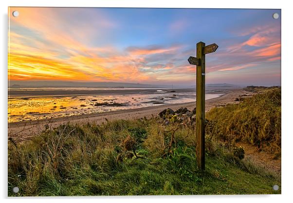 Sign Post, Broadsands, Crow Point. Acrylic by Dave Wilkinson North Devon Ph