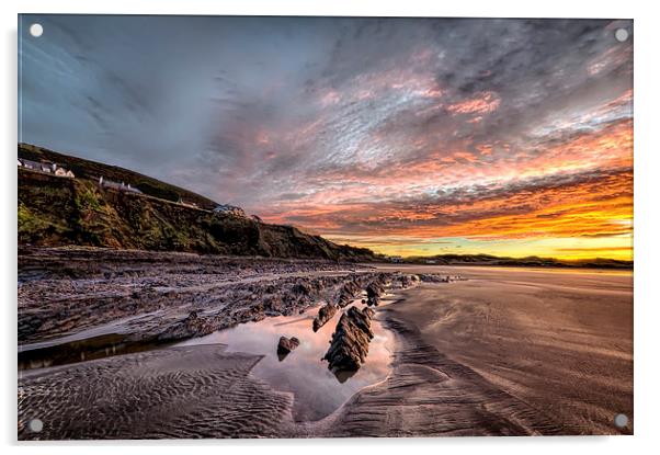 Winter sunrise, Saunton Sands Acrylic by Dave Wilkinson North Devon Ph