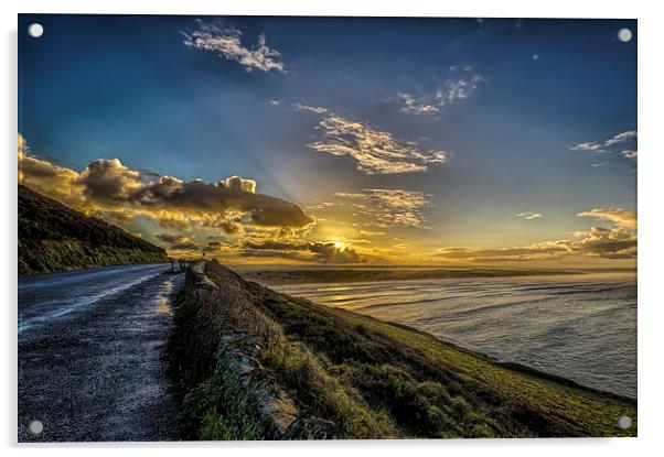 Saunton Sands sunrise Acrylic by Dave Wilkinson North Devon Ph