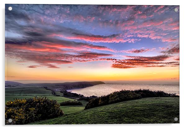 Baggy Point sunset Acrylic by Dave Wilkinson North Devon Ph